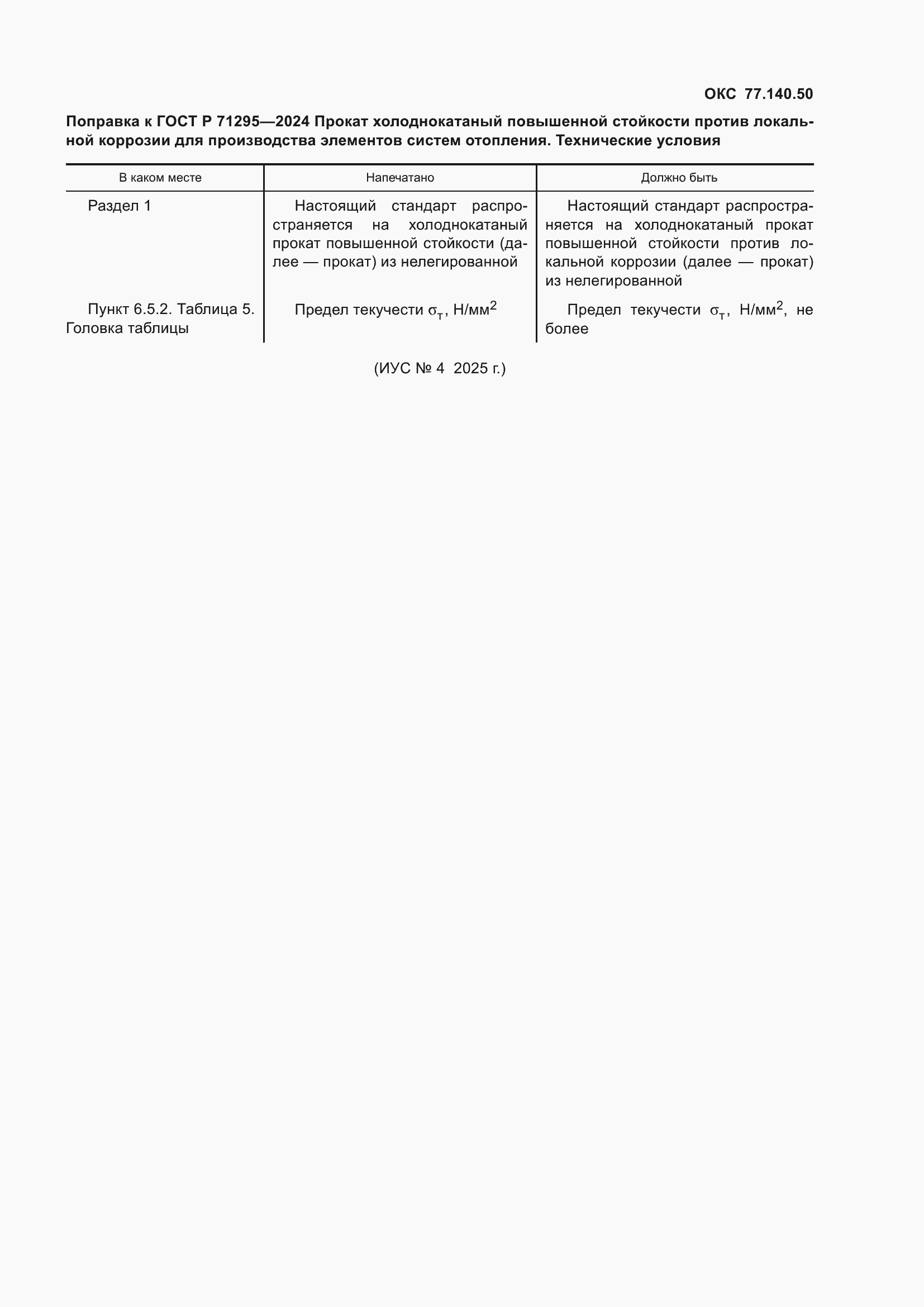 Поправка к ГОСТ Р 71295-2024