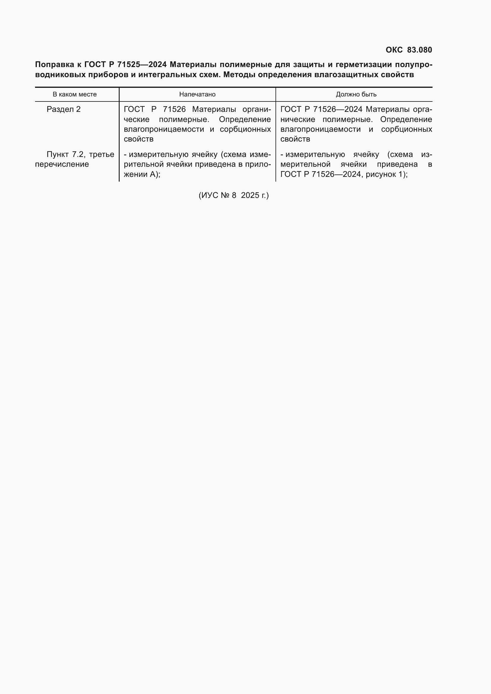 Поправка к ГОСТ Р 71525-2024