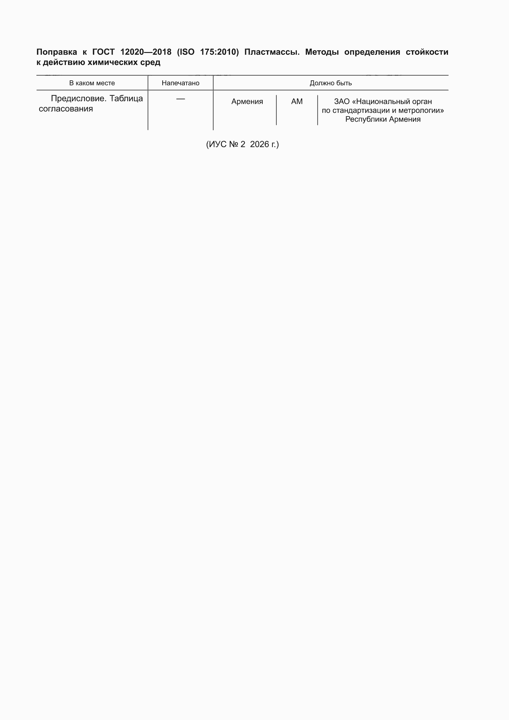 Поправка к ГОСТ 12020-2018